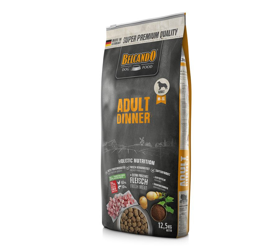 Alimenta a tu perro con BELCANDO Adult Dinner 12.5kg 🐕🥘, diseñado para mantener un peso óptimo con un sabor irresistible y materias primas selectas como carne de ave tierna y patatas nutritivas. ¡Haz tu pedido hoy! Envíos a todo Chile 🇨🇱