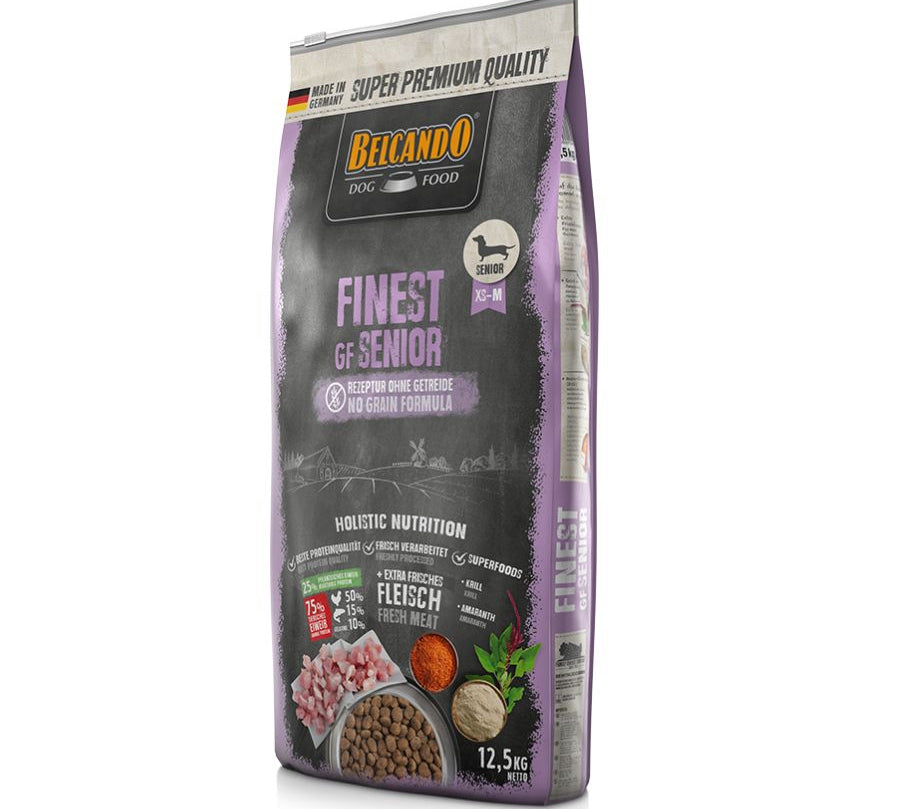 Confía en BELCANDO Finest Grain Free Senior 4kg 🐕🌟, ideal para perros mayores con sensibilidad a los cereales, enriquecido con carne fresca de ave y kril para soportar la salud en la etapa senior de tu fiel amigo