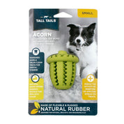 Bellota de Goma Natural 🐾, juguete de caucho para perros de hasta 11 kg, con rebote impredecible y surcos para higiene dental. Ideal para juegos interactivos.