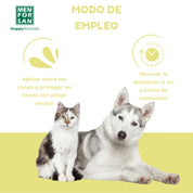 Bloqueador Solar SPF 50 para Mascotas Men For San 60ML protege e hidrata la piel sensible de perros y gatos contra los rayos UVA y UVB. Hipoalergénico y sin perfume.