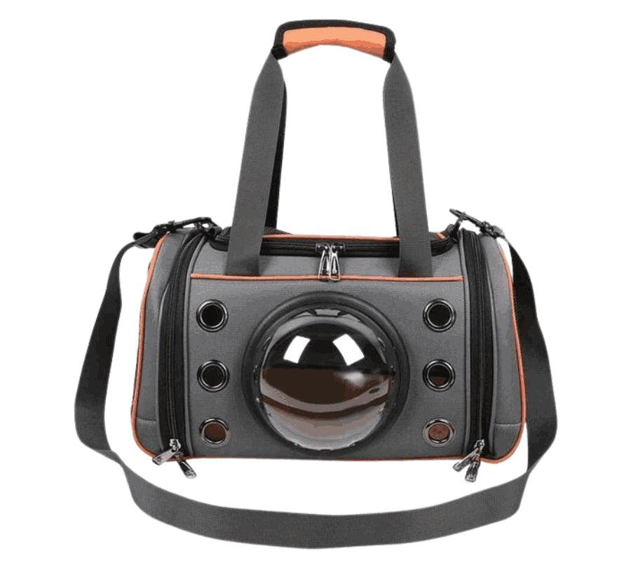 Bolso Transporte con Cúpula: Práctico y seguro para tu mascota. 🐾 Con ventilación de malla y cúpula visual. Asas y bandolera extraíble.