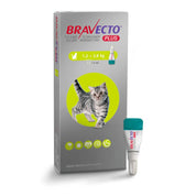 Bravecto Plus Gato 1,2 a 2,8 kg  controla pulgas, garrapatas y parásitos internos con una sola pipeta. Protección prolongada por 12 semanas.