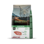 Bravery Pollo Gato Adulto 2 Kg, alimento hipoalergénico y sin cereales, ideal para gatos adultos con piel sensible o digestión delicada.