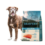 Bravery Salmon Adulto - 12Kg , alimento hipoalergénico y monoproteico sin granos ni gluten, ideal para perros sensibles. Rica en Omega 3 y nutrientes esenciales.