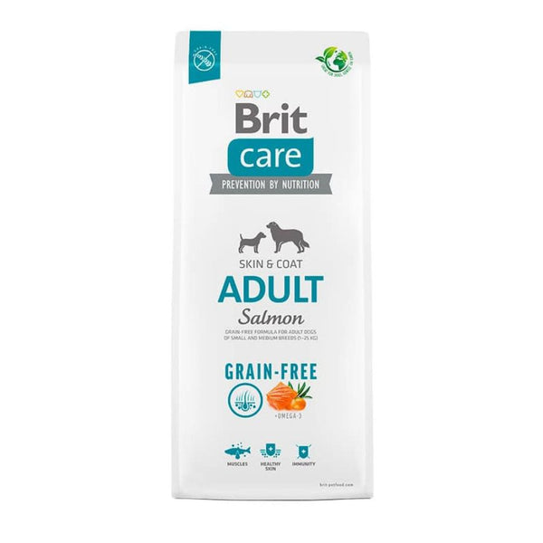 Brit Care Dog Grain-free Adult Salmón 12KG, alimento sin cereales para perros adultos, ideal para piel sana, pelaje brillante y sistema inmune fuerte.