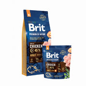 Brit Premium by Nature Adult M, con 45 % de pollo, omega-3 y hierbas funcionales. Mejora la digestión, la inmunidad y el pelaje de tu perro.