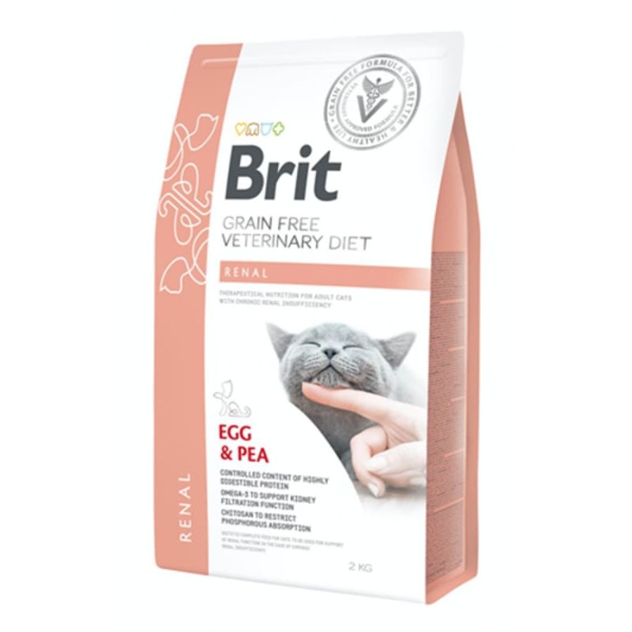 Brit Renal Cat 2KG 🐾💧, alimento seco terapéutico para gatos con insuficiencia renal crónica. Proteínas hidrolizadas, fósforo reducido y alta palatabilidad.