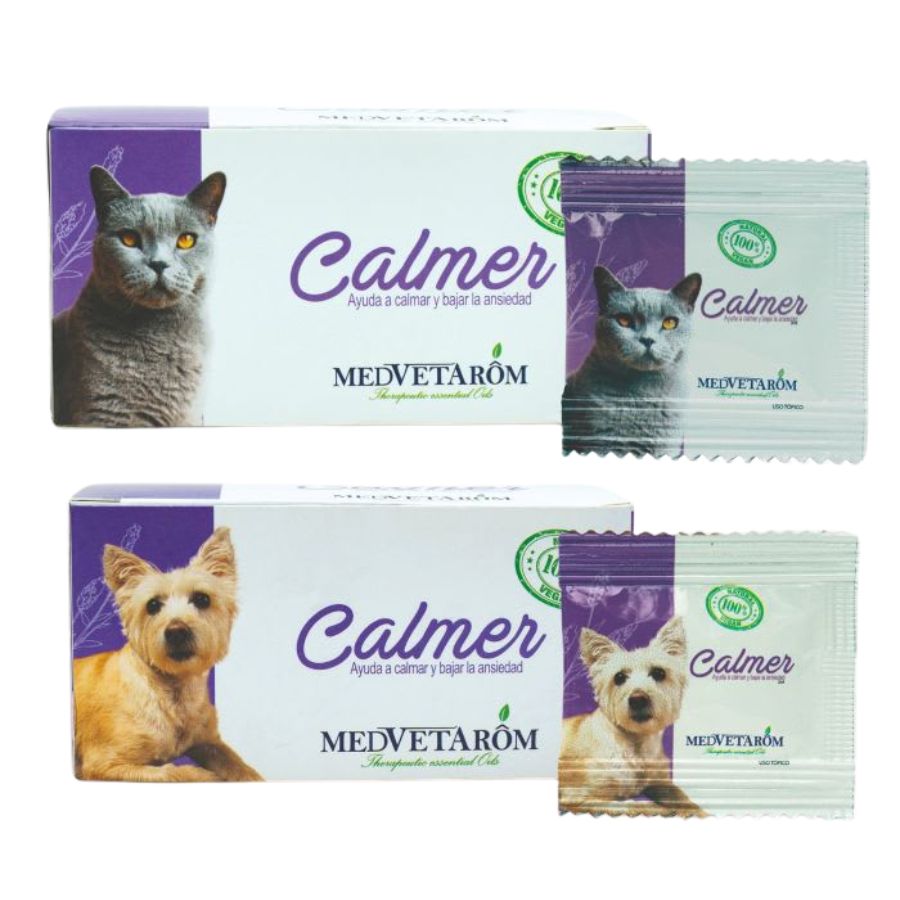 Calmer Sachet para Perros y Gatos 🐶🐱 mezcla de aceites esenciales con efecto relajante en 30 min. Ideal para reducir ansiedad y estrés.