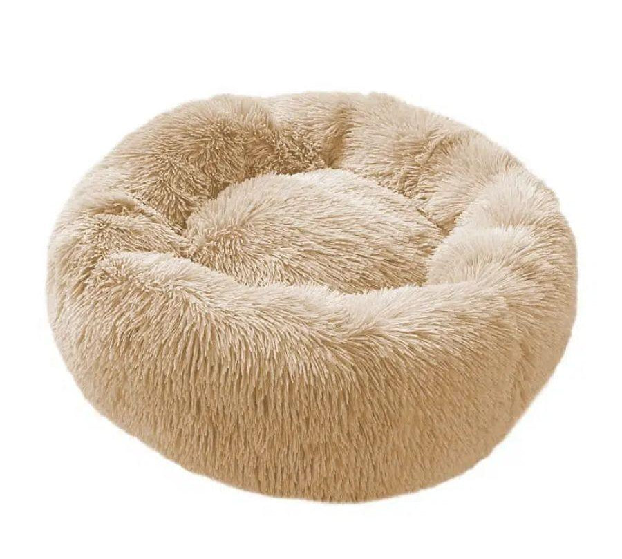 Cama Antiestrés para Perros y Gatos 100cm, felpa suave y base impermeable. Ideal para reducir la ansiedad y proporcionar un descanso cómodo y seguro.