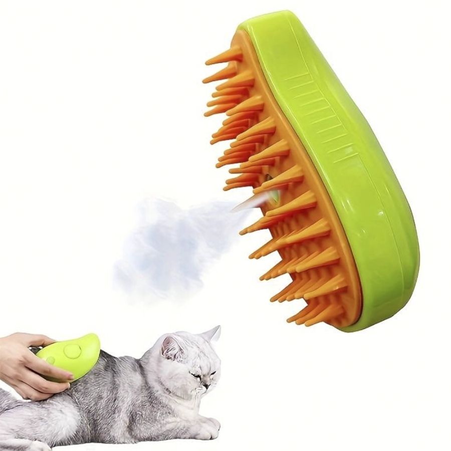 Cepillo de Vapor Portátil para Gatos: elimina suciedad y parásitos del pelaje de tu gato con vapor, mientras lo peinas y masajeas. ¡Ideal para uso en casa y viajes! 🐱💦