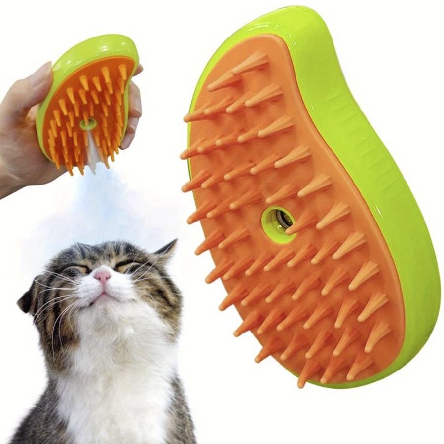 Cepillo de Vapor Portátil para Gatos: elimina suciedad y parásitos del pelaje de tu gato con vapor, mientras lo peinas y masajeas. ¡Ideal para uso en casa y viajes! 🐱💦