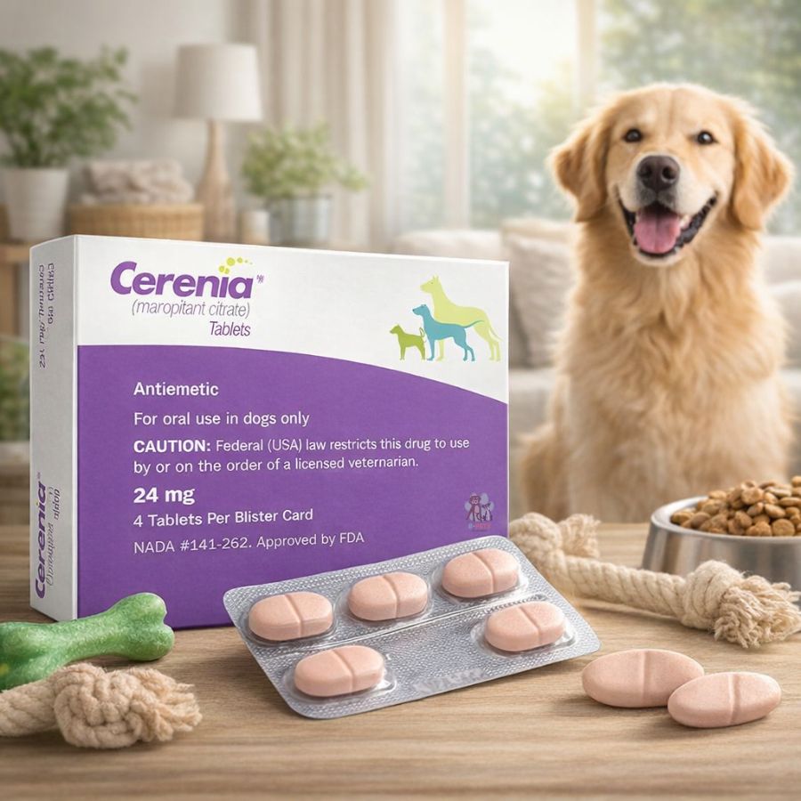 Cerenia 24 mg previene vómitos y mareo en perros con acción rápida y prolongada. Ideal para viajes y tratamientos como quimioterapia.