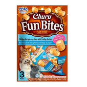 Churu Fun Bites Atún y Ostiones para Gatos, bocaditos horneados con relleno cremoso. Sin cereales, colorantes ni conservantes. Alto en humedad y bajo en calorías. 🐱✨