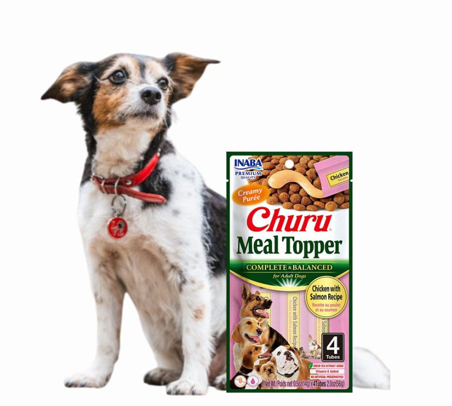 Churu Meal Topper Perro Sabor Pollo y Salmón, alimento completo y cremoso para perros adultos. Sin granos, mejora la hidratación y la digestión.