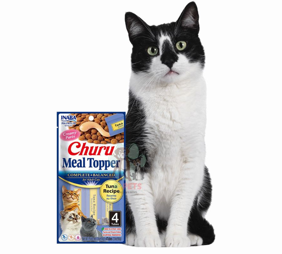 Churu Meal Topper Sabor Atún, alimento completo para gatos, con textura cremosa, alta palatabilidad y 85% de humedad para mayor hidratación.