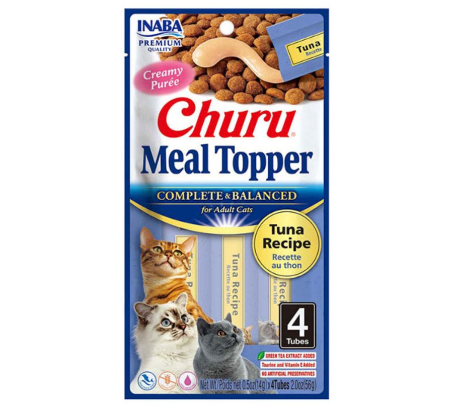 Churu Meal Topper Sabor Atún, alimento completo para gatos, con textura cremosa, alta palatabilidad y 85% de humedad para mayor hidratación.