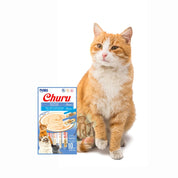 Inaba Churu Variedades de Atún y Atún con Ostión, snack cremoso para gatos con taurina y antioxidantes. Ideal como premio o complemento diario.
