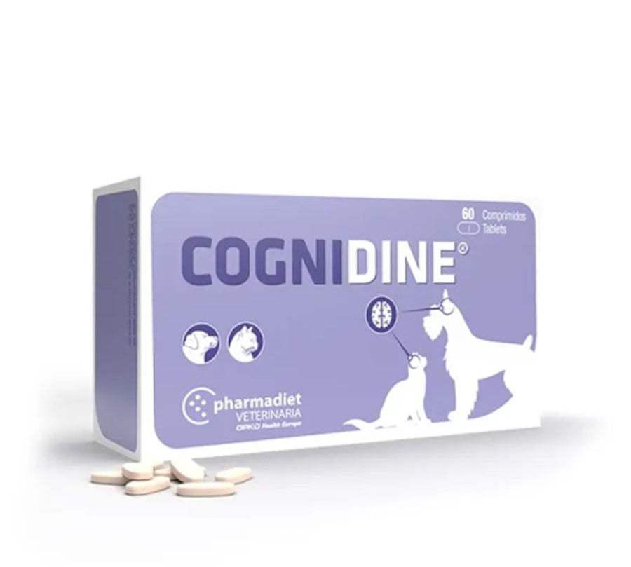 Cognidine 60 Comprimidos, suplemento natural para perros y gatos, sin pollo ni conservantes, ideal para la salud cognitiva diaria. B-Pets