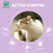 Collar Anti-Insectos para Gatos Men for San, con margosa, geraniol y lavandino, protege contra pulgas, garrapatas y mosquitos hasta por 3 meses.