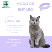 Collar Calmante para Gatos Men for San con valeriana natural, ideal para reducir ansiedad, estrés y mejorar el comportamiento felino.