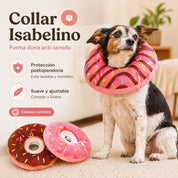 Collar Isabelino Forma Dona Protección Anti-Lamido, ideal para perros y gatos. Comodidad y seguridad postoperatoria con diseño adorable. 