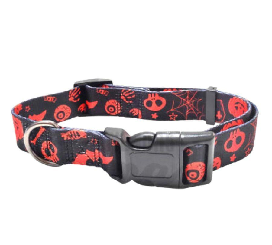 Collar de Halloween para Perros WonderDog 🎃, con diseño reflectante y fluorescente para mayor seguridad. ¡Ideal para paseos nocturnos!