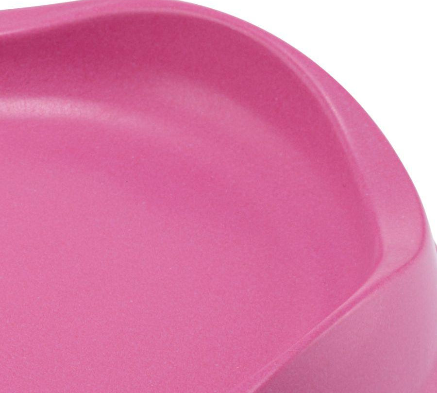 Beco Bowl Gato Rosa, comedero ecológico con bordes bajos y base antideslizante. Hecho de bambú reciclado y cáscara de arroz, seguro y cómodo para tu gato.
