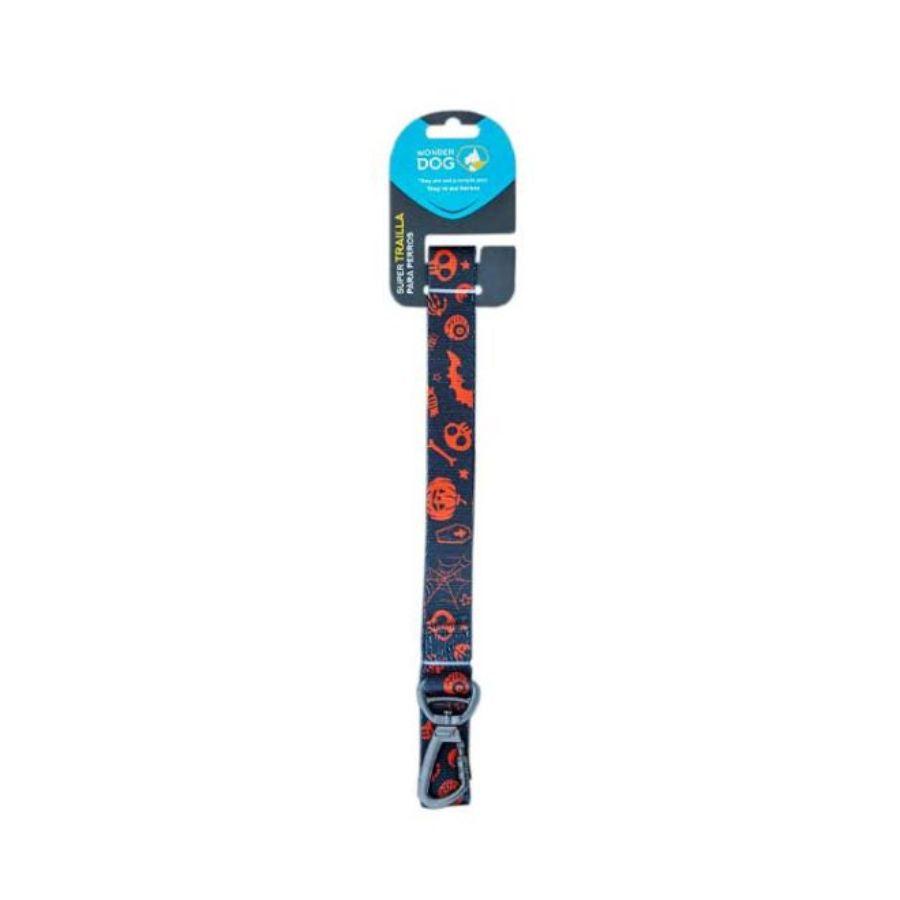 Correa de Halloween para Perros WonderDog 🎃, con diseño reflectante y fluorescente para mayor seguridad. ¡Ideal para paseos nocturnos!