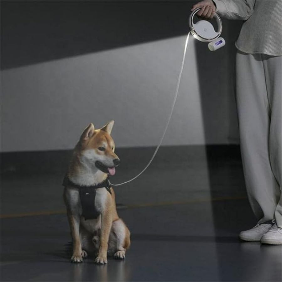 Correa Retráctil 3M con Luz LED para perros: Resistente, ergonomica y recargable. 🐾 Ideal para perros hasta 27kg. Incluye faros LED y espacio para bolsas.
