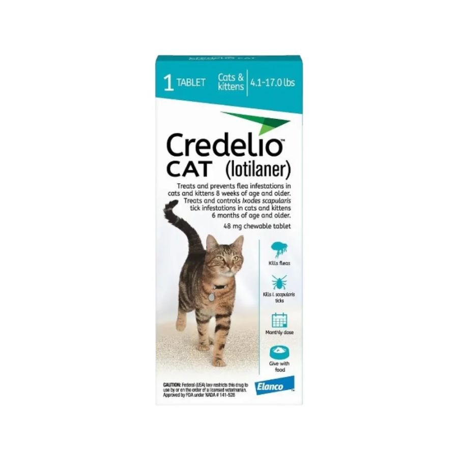Credelio Gato 2 a 8 Kg 1 Comprimido elimina pulgas en 6h y protege por 30 días. Tableta palatable, fácil de administrar y recomendada por veterinarios.