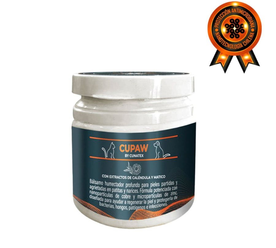 Cunatex Cupaw Bálsamo Hidratante y Antimicrobiano con Nano Cobre 60g con matico, caléndula y lavanda. Hidrata, regenera y protege contra bacterias y hongos.