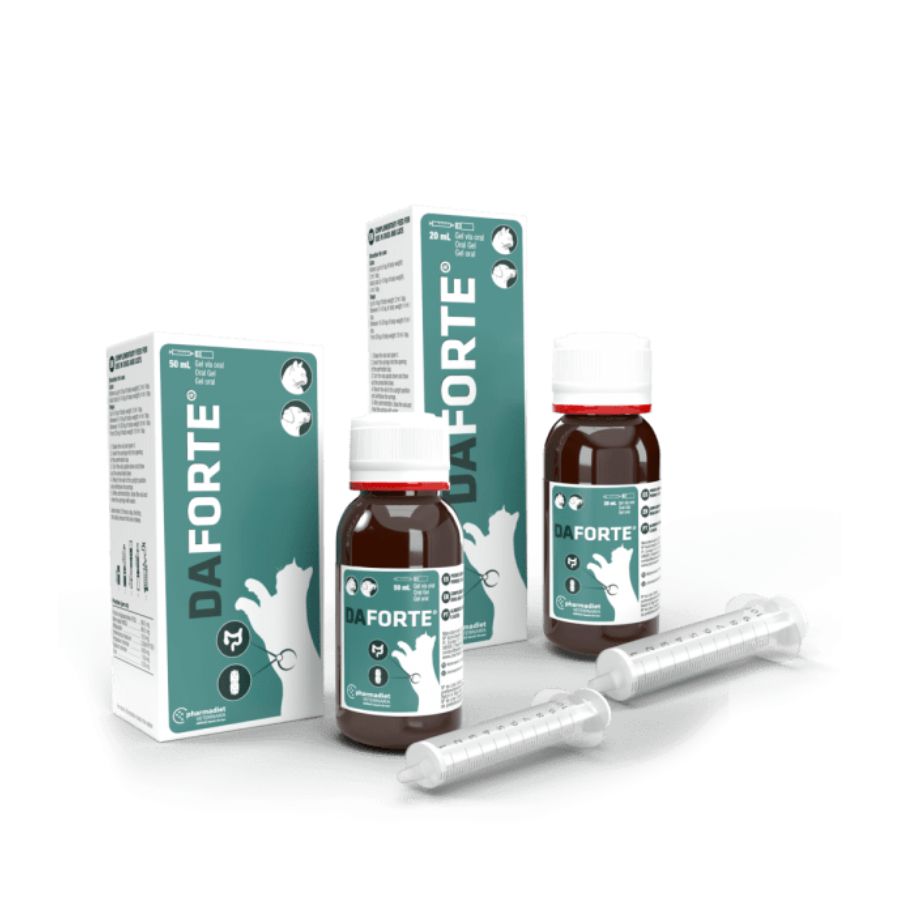 Daforte 50 ML 🐾, suplemento digestivo con prebióticos y probióticos, ideal para controlar diarreas agudas y restaurar la salud intestinal.