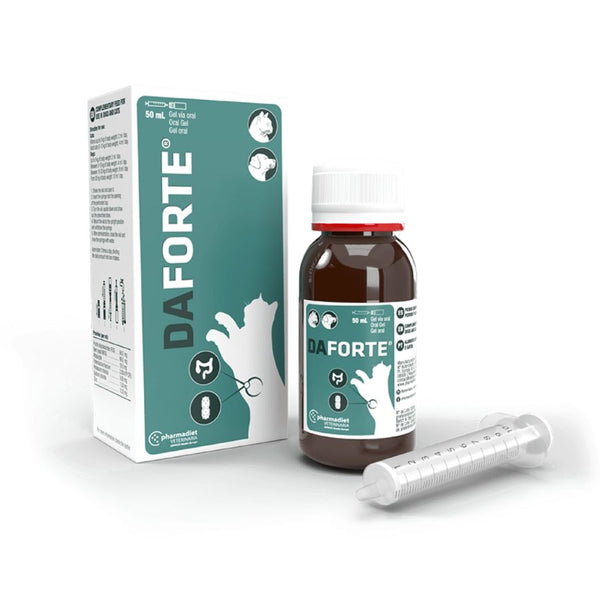 Daforte 50 ML, suplemento digestivo con prebióticos y probióticos, ideal para controlar diarreas agudas y restaurar la salud intestinal.