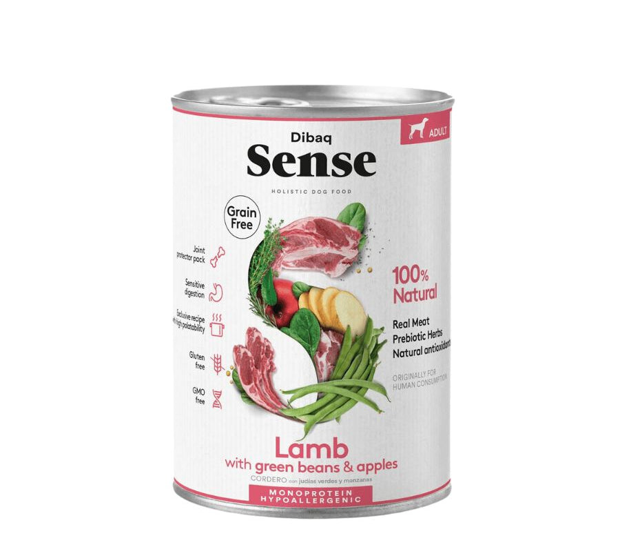 Dibaq Sense Alimento Húmedo Cordero Lata: Nutrición hipoalergénica para perros. ¡Sabores naturales para su bienestar!