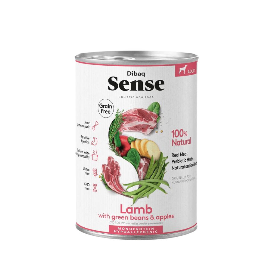 Dibaq Sense Alimento Húmedo Cordero Lata: Nutrición hipoalergénica para perros. ¡Sabores naturales para su bienestar!