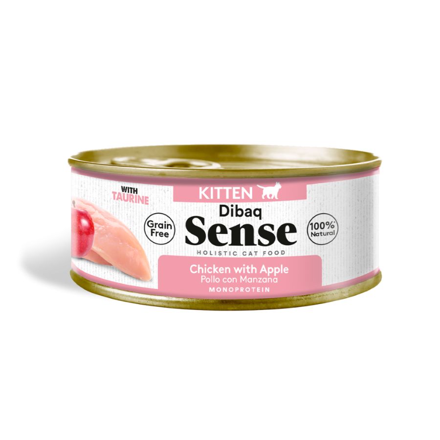 Alimento Húmedo Gatito Dibaq Sense Pollo y Manzana. sin cereales, con pollo y manzana natural, ideal para el crecimiento saludable de tu gatito. Bpets