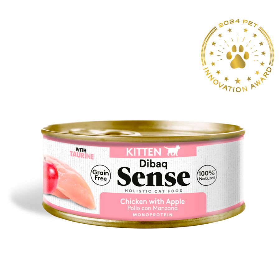 Alimento Húmedo Gatito Dibaq Sense Pollo y Manzana. sin cereales, con pollo y manzana natural, ideal para el crecimiento saludable de tu gatito. Bpets