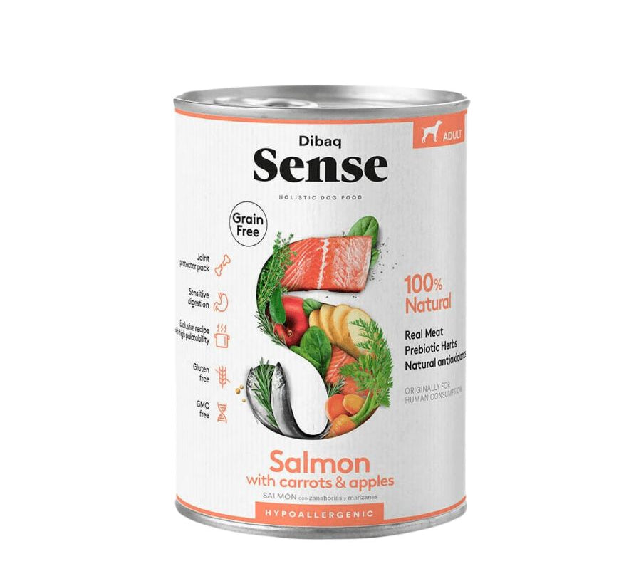 Dibaq Sense Alimento Húmedo Salmón Lata: Nutrición hipoalergénica para perros. ¡Sabores naturales para su bienestar! 