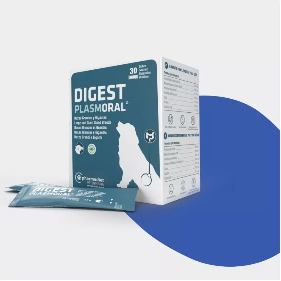 Digest Plasmoral Razas Grandes y Gigantes 🐕, suplemento sin cereales ni lactosa que mejora la salud intestinal e inmunitaria de tu perro.