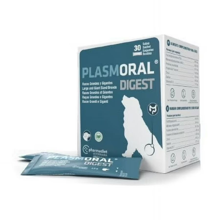Digest Plasmoral Razas Grandes y Gigantes 🐕, suplemento sin cereales ni lactosa que mejora la salud intestinal e inmunitaria de tu perro.