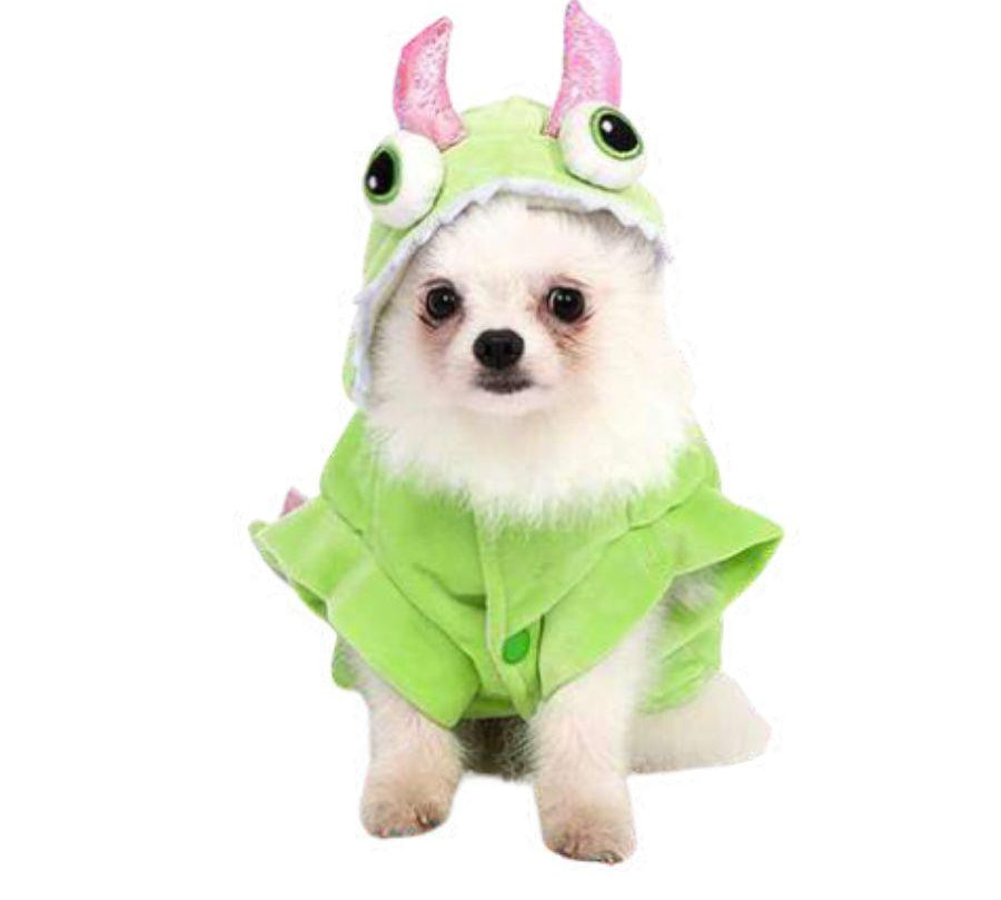 Disfraz de Dinosaurio para Perros y Gatos 🦕, hecho con terciopelo suave y forro polar cálido. ¡Ideal para Halloween y otras festividades!