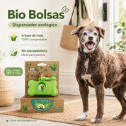 Dispensador de Bio Bolsas Marben Pets: Práctico y ecológico para paseos. Incluye bolsas 100% biodegradables de almidón de maíz. Compromiso con el medio ambiente.