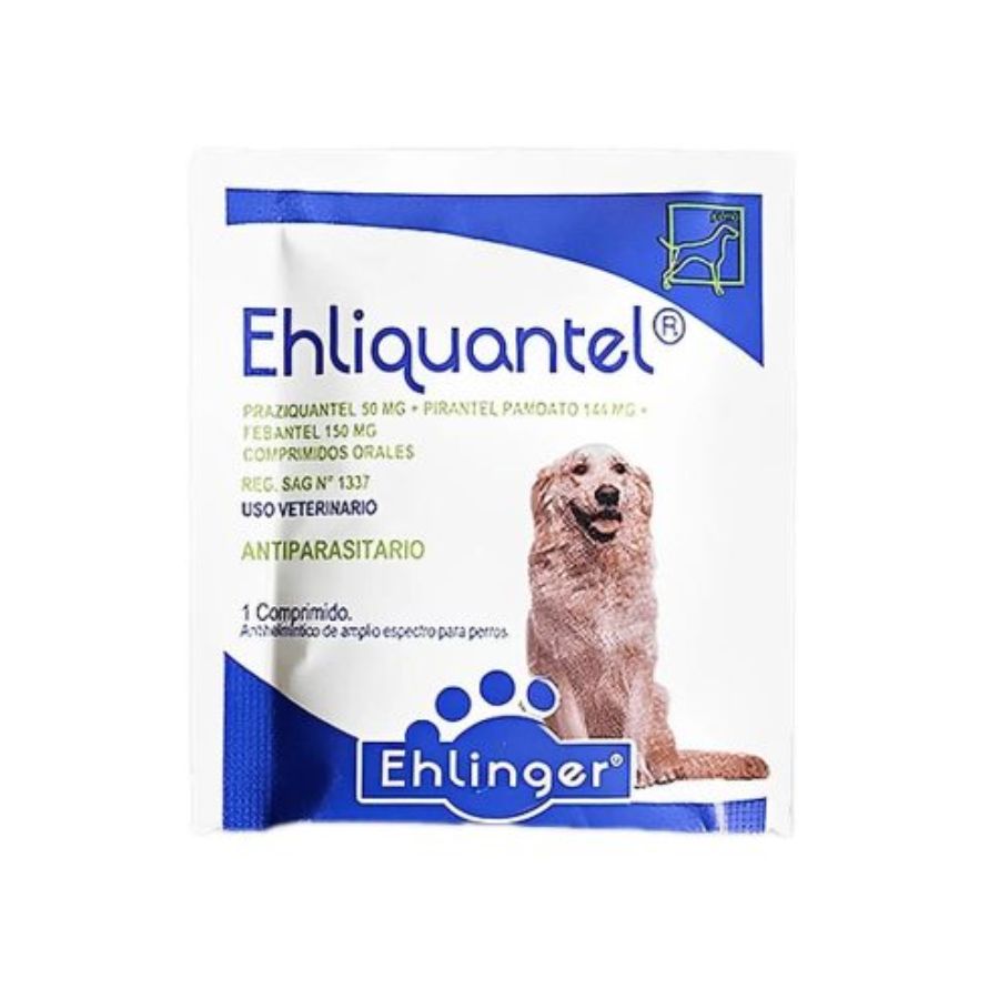 Ehliquantel Antiparasitario para Perros elimina tenias y nematodos en una sola dosis. Cómodo de administrar y altamente efectivo.