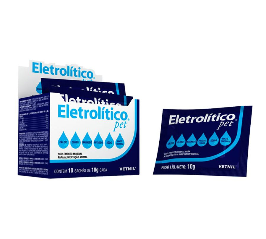 Electrolítico Pet Sobre 10 g hidrata rápido y seguro a mascotas pequeñas con una fórmula rica en potasio y maltodextrina. Ideal en viajes o actividad física.