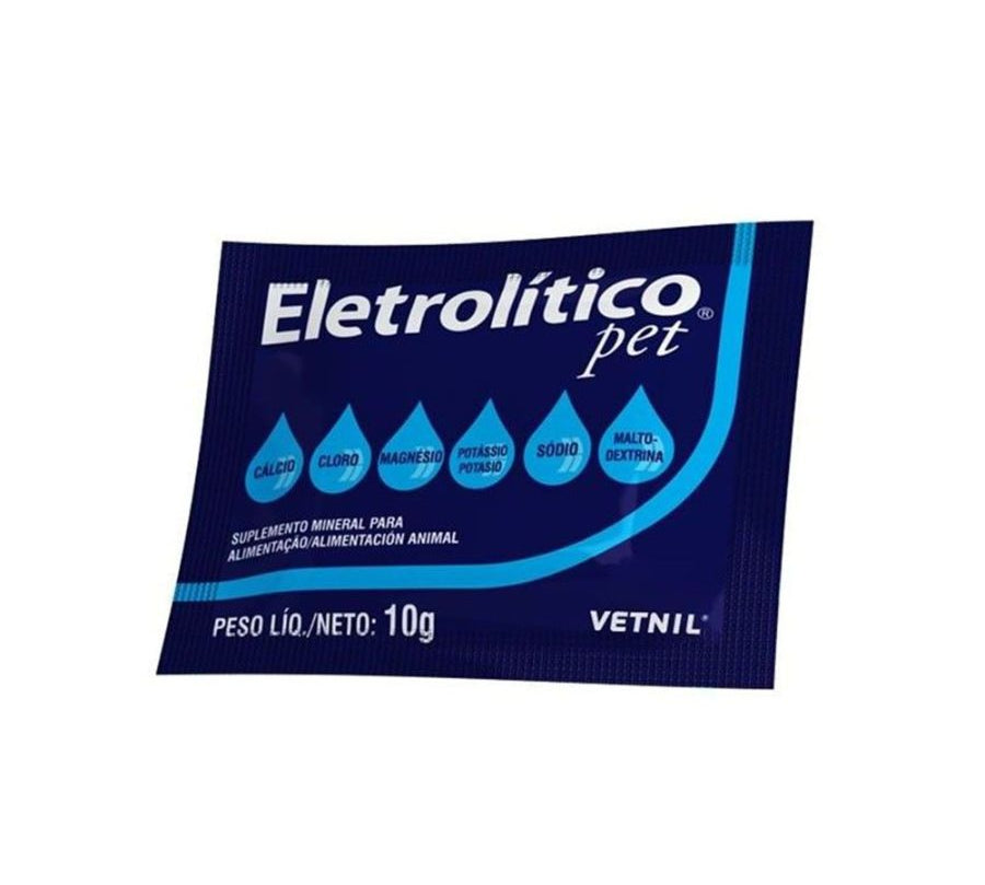 Electrolítico Pet Sobre 10 g hidrata rápido y seguro a mascotas pequeñas con una fórmula rica en potasio y maltodextrina. Ideal en viajes o actividad física.