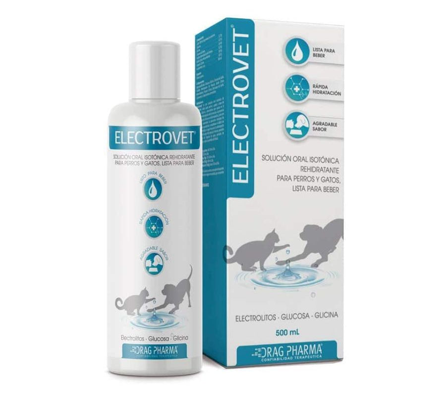Electrovet 500ml, solución isotónica hidratante para perros y gatos. Ideal para rehidratación rápida tras ejercicio o convalecencia.