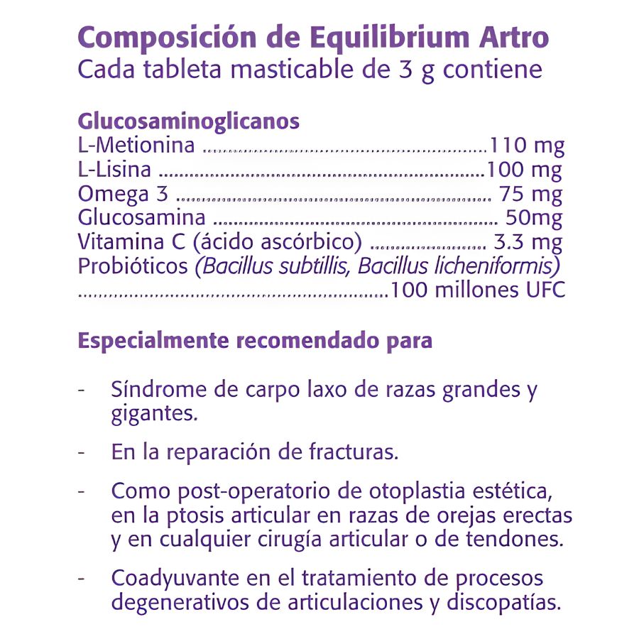 Equilibrium Artro 60 Comprimidos para Perros suplemento articular con glucosamina, Omega 3 y vitaminas para movilidad y cartílago saludable.