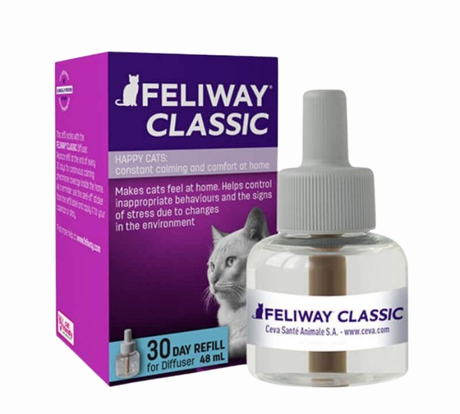 Feliway Classic Repuesto 48 ML ayuda a mantener la calma de tu gato, reduciendo el estrés y promoviendo un ambiente seguro durante todo el mes.