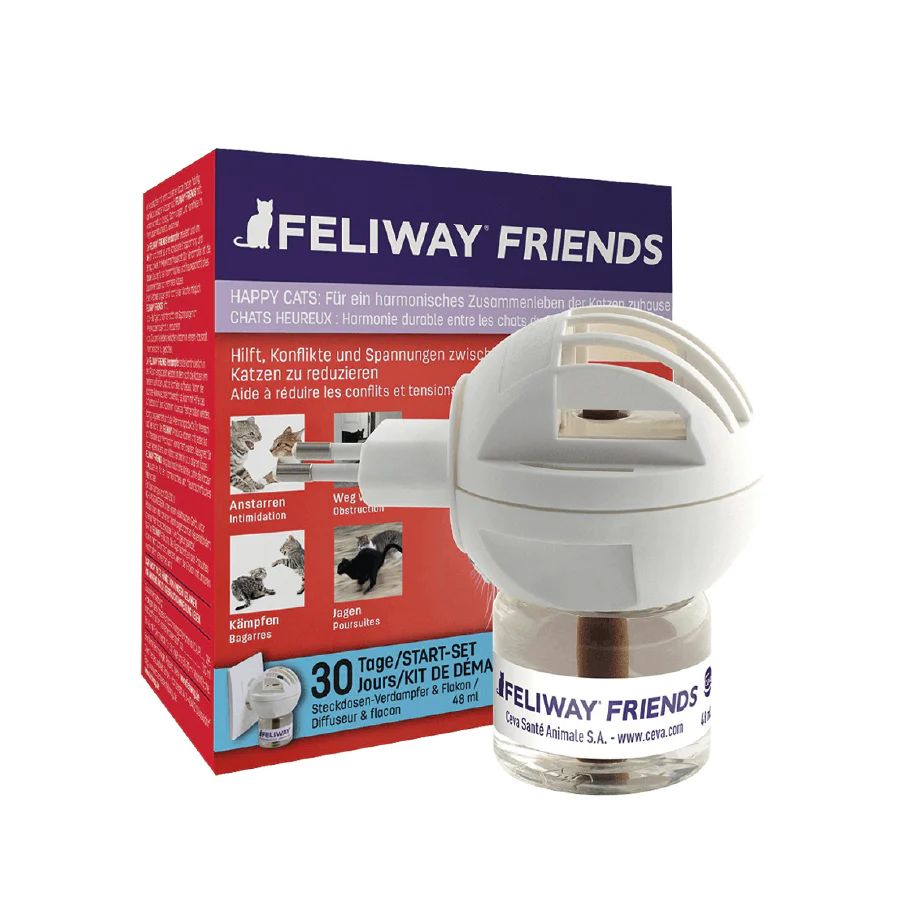 Feliway Friends Difusor + Repuesto 48 ML 🐾 ayuda a reducir conflictos entre gatos con feromonas apaciguantes. Fácil de usar y clínicamente probado.