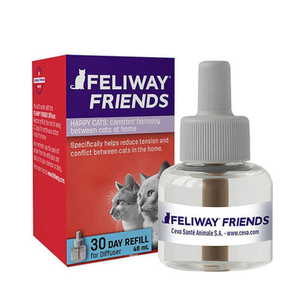 Feliway Friends Repuesto 48 ML ayuda a reducir conflictos entre gatos con feromonas apaciguantes. Fácil de usar y clínicamente probado.